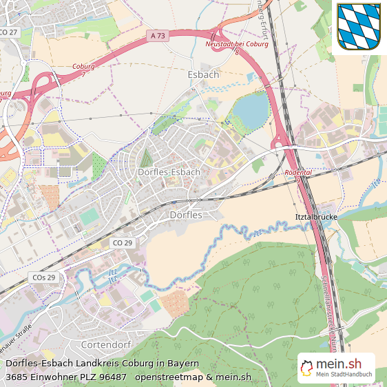 Dörfles-Esbach Landkreis Coburg Lageplan © Openstreetmap Contributors Dörfles-Esbach Landstadt Lageplan